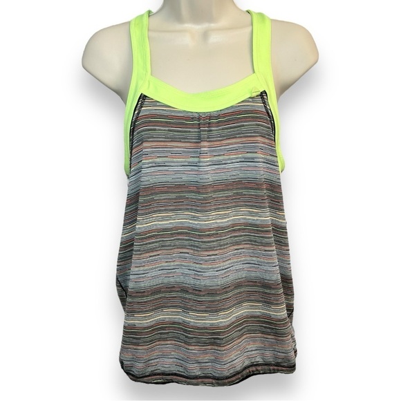 Sweaty Betty Women’s Relay Run Double Layer Tank Black Neon Green Size Medium - Picture 1 of 6